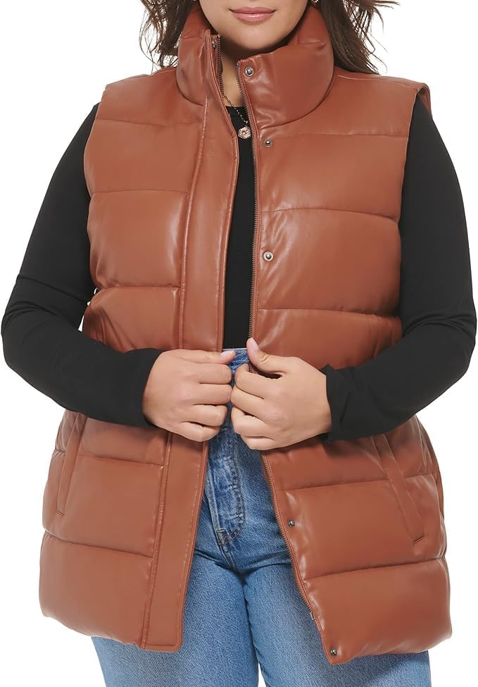 Levi's womens Vegan Leather Puffer Vest - Image 8