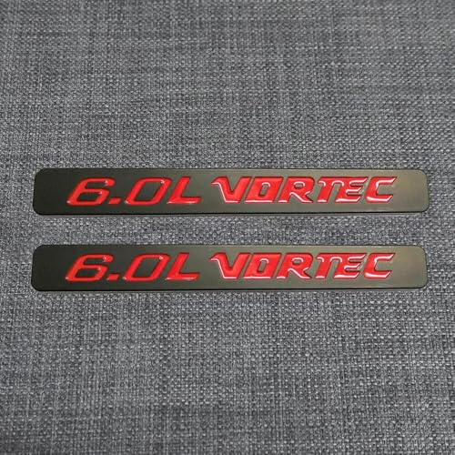 Image of 2Pcs 6.0L Vortec Emblems 3D Engine Badge Compatible with 1500 2500Hd 3500Hd Silverado Sierra Truck (Red)