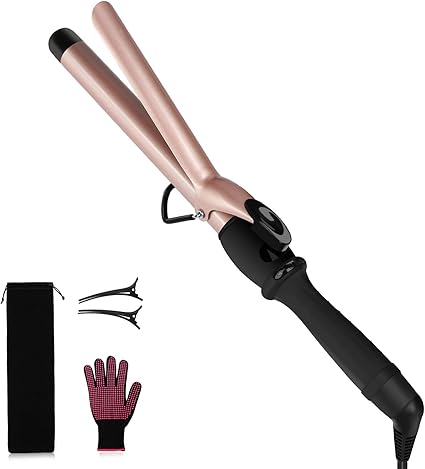 Amazon ヘアアイロン カール コテ 25mm プロ仕様 海外対応 Hiroumer カールアイロン 80 210 14段階温度調節 誤動作防止 マイナスイオン 温度lcd表示 自動電源off セラミックプレート 急速加熱 安全 安心 家族 旅行 出張用 耐熱手袋 収納ポーチ付き Pse認証済み 日本