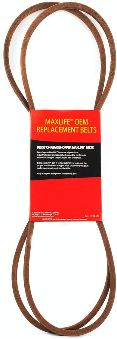 Grasshopper Lawn Mower MaxLife Belt, Designed to Specific Material, Dimensions, Shape, Construction and Pliability Standards That Ensure Superior Performance and Long Life, OEM Replacement Part 382085