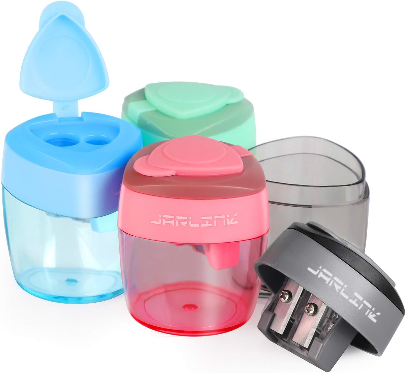 JARLINK 4 Pack Pencil Sharpener, Manual Pencil Sharpener with 2 Holes for No.2