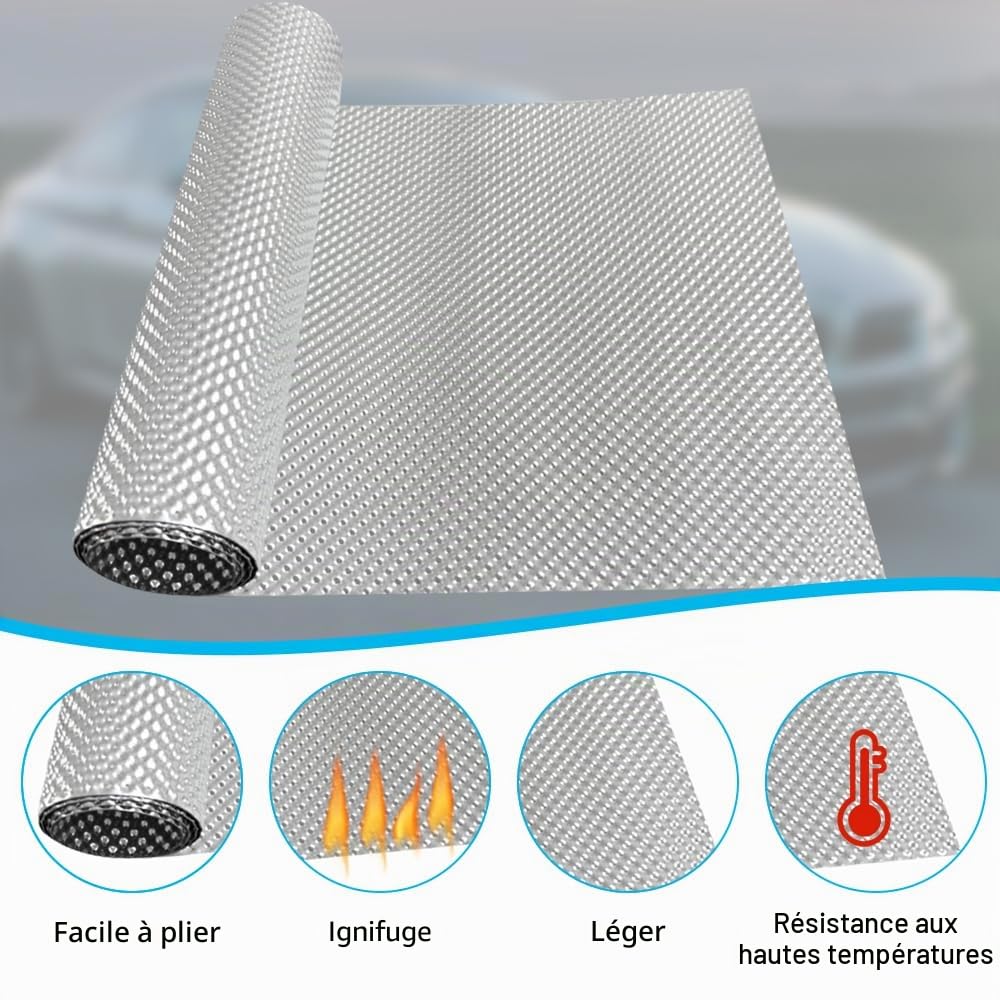 Golgner 100 cm x 30 cm Protection thermique en tôle d'aluminium embossée, plaque de protection thermique en aluminium pour véhicule, protection thermique aluminisée pour toits, fenêtres et tuyaux de