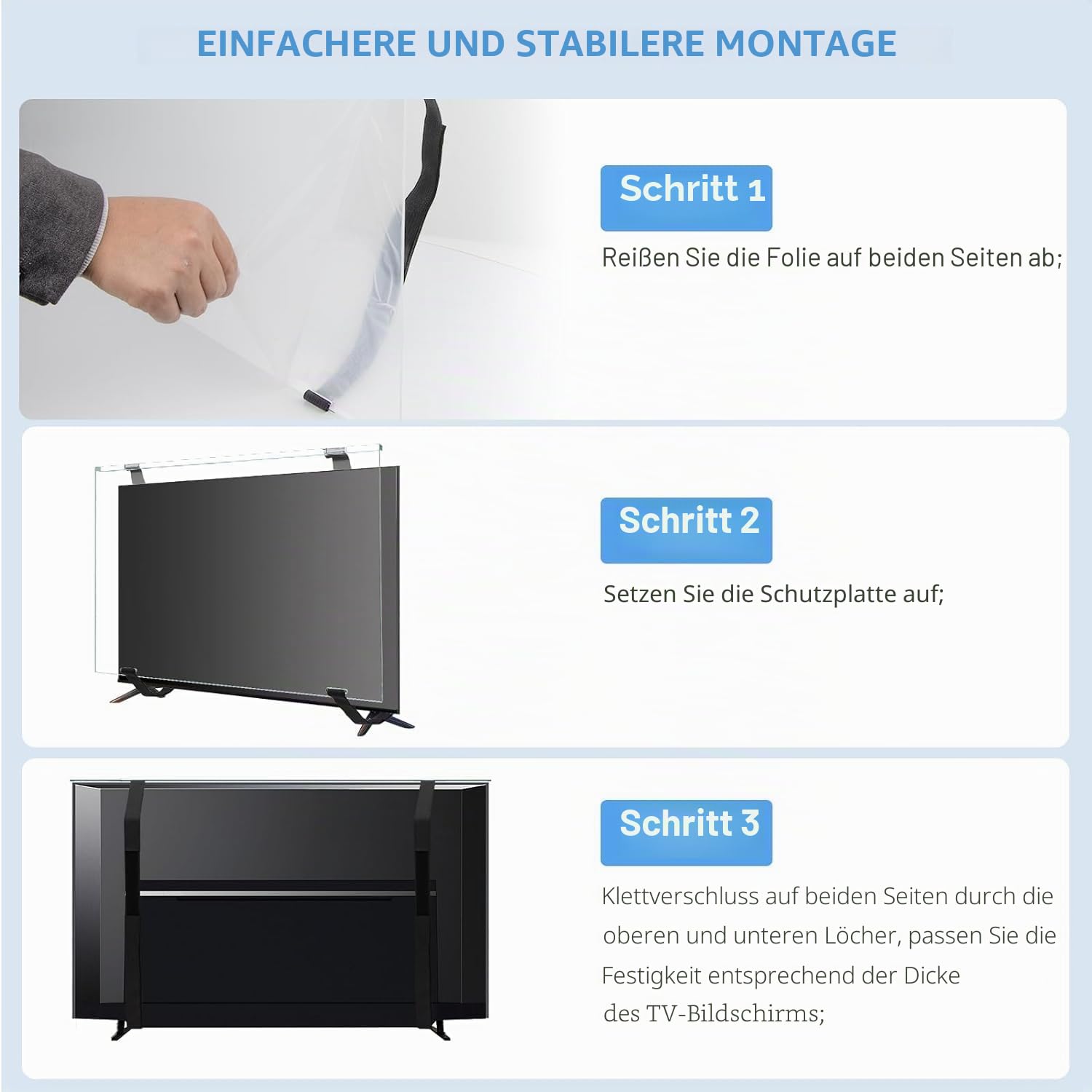 Qoosea 50 Zoll TV Bildschirmschutz - HD Klar, Acryl Schutzpanel für Fernseher mit Einpunkt-/Zweipunkt-Ständer, Wandmontage & Computermonitore