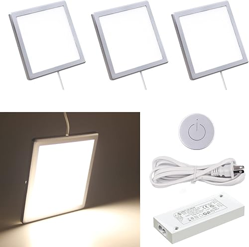 Miniatura 8 de VST Mini panel de iluminación para debajo del gabinete, 3 unidades, 3.94 pulgadas, 12 V, 2.5 W (total 7.5 W) con interruptor de atenuación Paquete