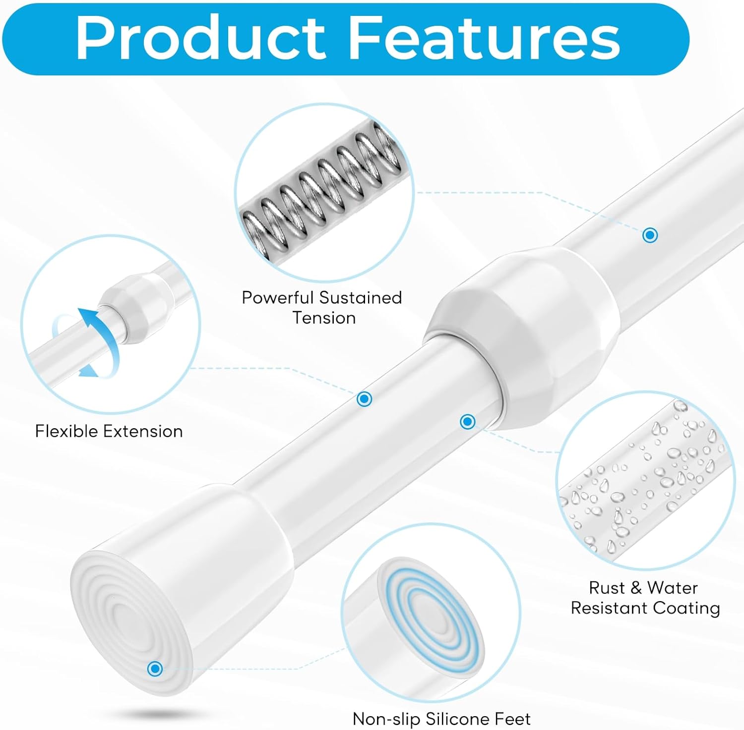 4 Pack Window Security Bars 15.7" to 27.5" Adjustable Sliding Glass Door Lock Bars Window Safety Lock Bar Stopper with Rubber Tips for Home, 0.87" in Diameter