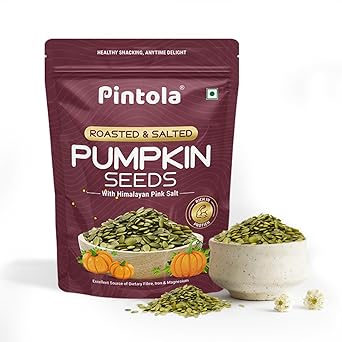 Pintola Roasted & Salted Pumpkin Seeds 250g | With Goodness Of Himalayan Pink Salt | High In Dietary Fiber,Iron & Magnesium | Immunity Booster and Protein Rich Seeds | Aids Weight Management - image, photos