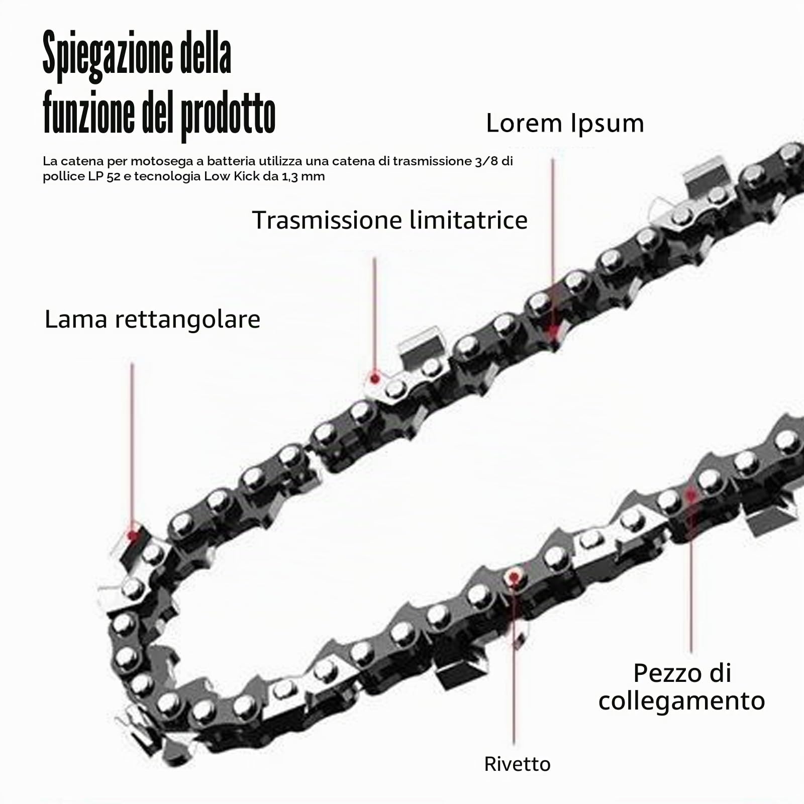 3 x catena motosega 35 cm, 3/8" LP 52 maglie calibro 1,3 mm – catena di ricambio antirimbalzo per guida da 14 pollici, compatibile con Husqvarna Dolmar Einhell Makita Hitachi Oregon