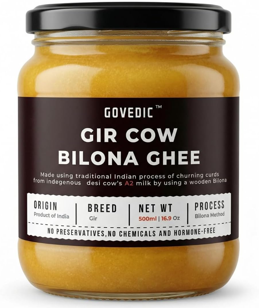 - A2 Ghee – Grass Fed Clarified Butter, Gir Cow Bilona Ghee – 16.9 oz | Pure Indian Ghee for Cooking, Keto, Paleo, High Smoke Poin by Govedic