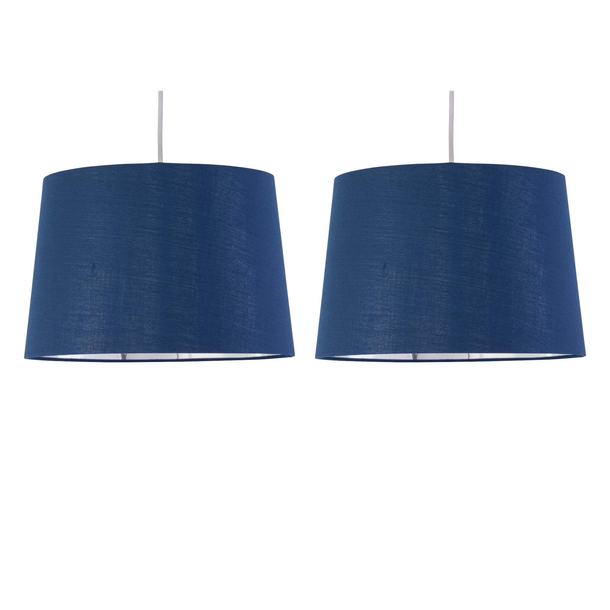 Set of 2 Navy Blue Fabric with Silver Inner Easy Fit Light Shades/Lampshades for Ceiling or Table Lamps, 28cm Diameter