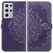 Produktbild TOPOFU Hülle für Samsung Galaxy S21 Ultra, PU/TPU Leder Brieftasche Tasche Handyhülle, Retro Blumen Muster Design, [Ultra Slim][Card Slot][Schutzhülle] Flip Wallet Case (Lila)