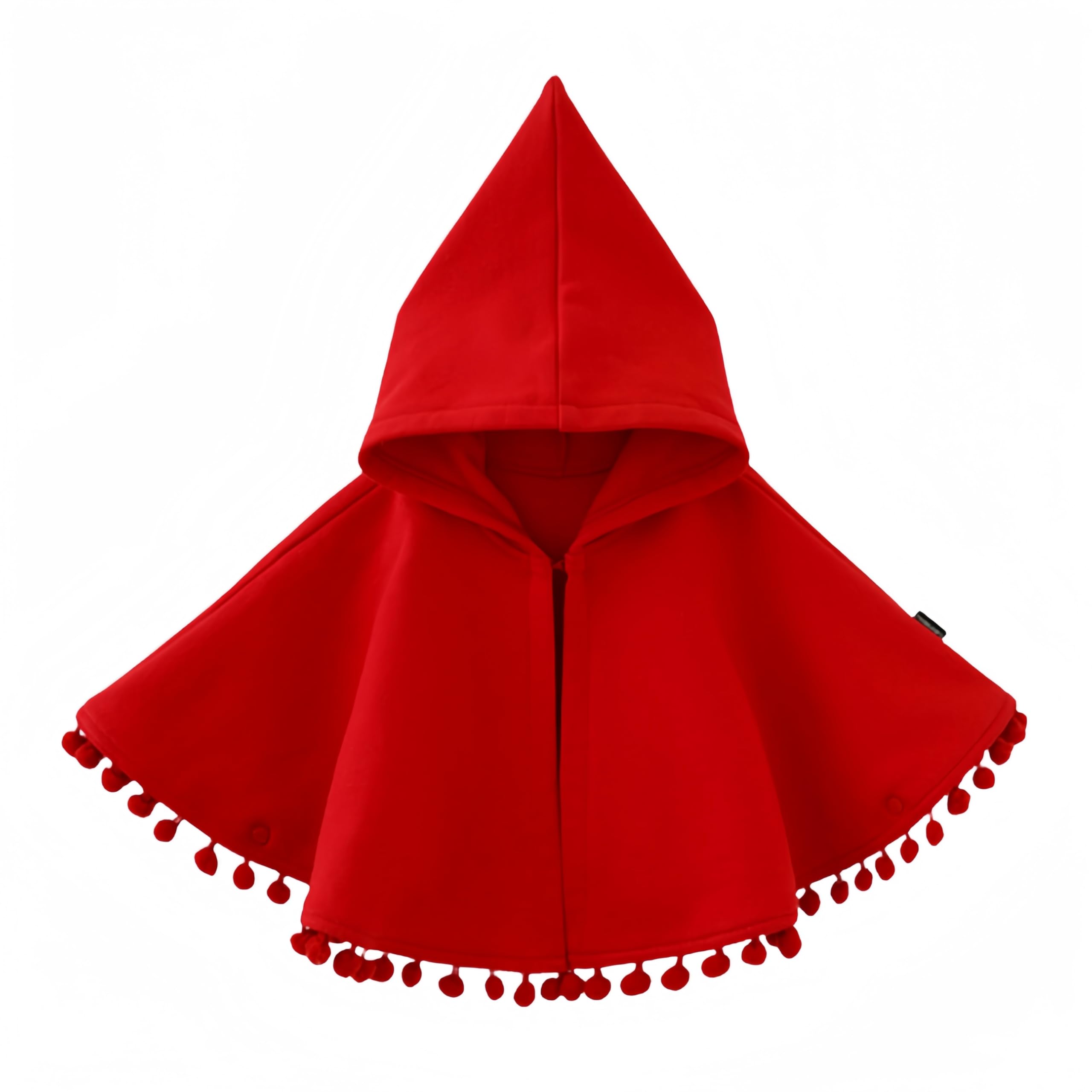 Proumhang Capa con capucha para bebés,Poncho de algodón cálido para el invierno,Niños Pequeños Capa Roja Poncho Coat,Traje de nieve con capucha de borlas,Abrigo al aire libre para niños y niñas