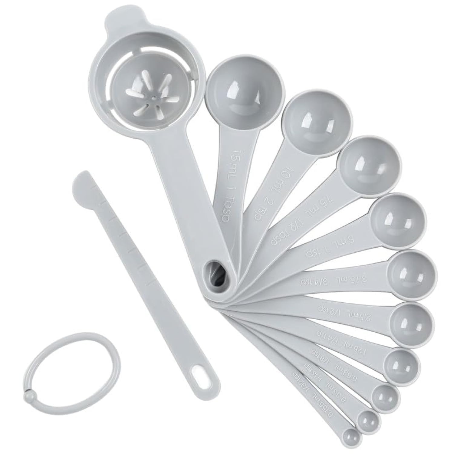 DOTINGHUX Measuring Spoons Set with Egg Separator 12-Piece,Gray