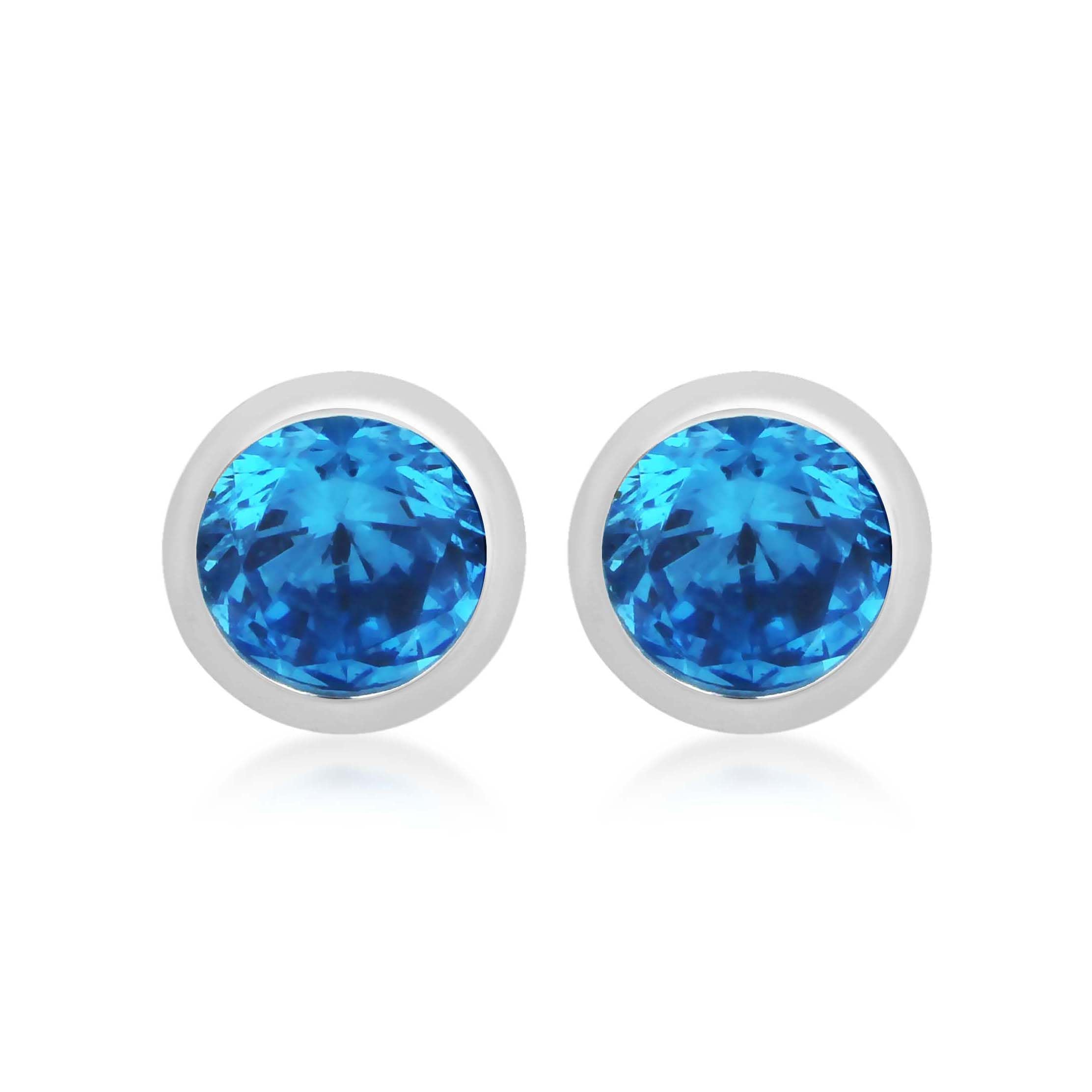 Amazon Essentials Sterling Silver Light Blue CZ December Birthstone Stud Earrings