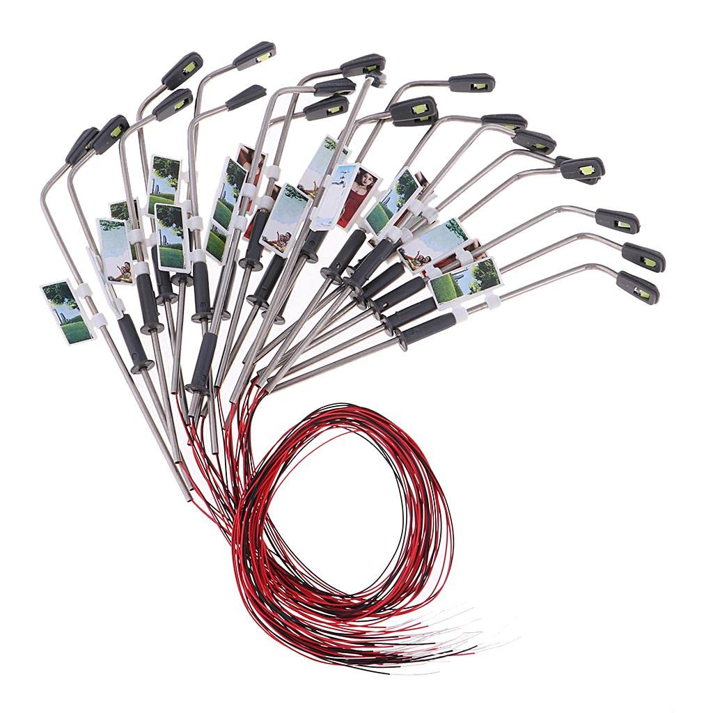 20 Pieces Mini Model Railway Train Lamppost Street Light LEDs Warm White HO Scale 1:100