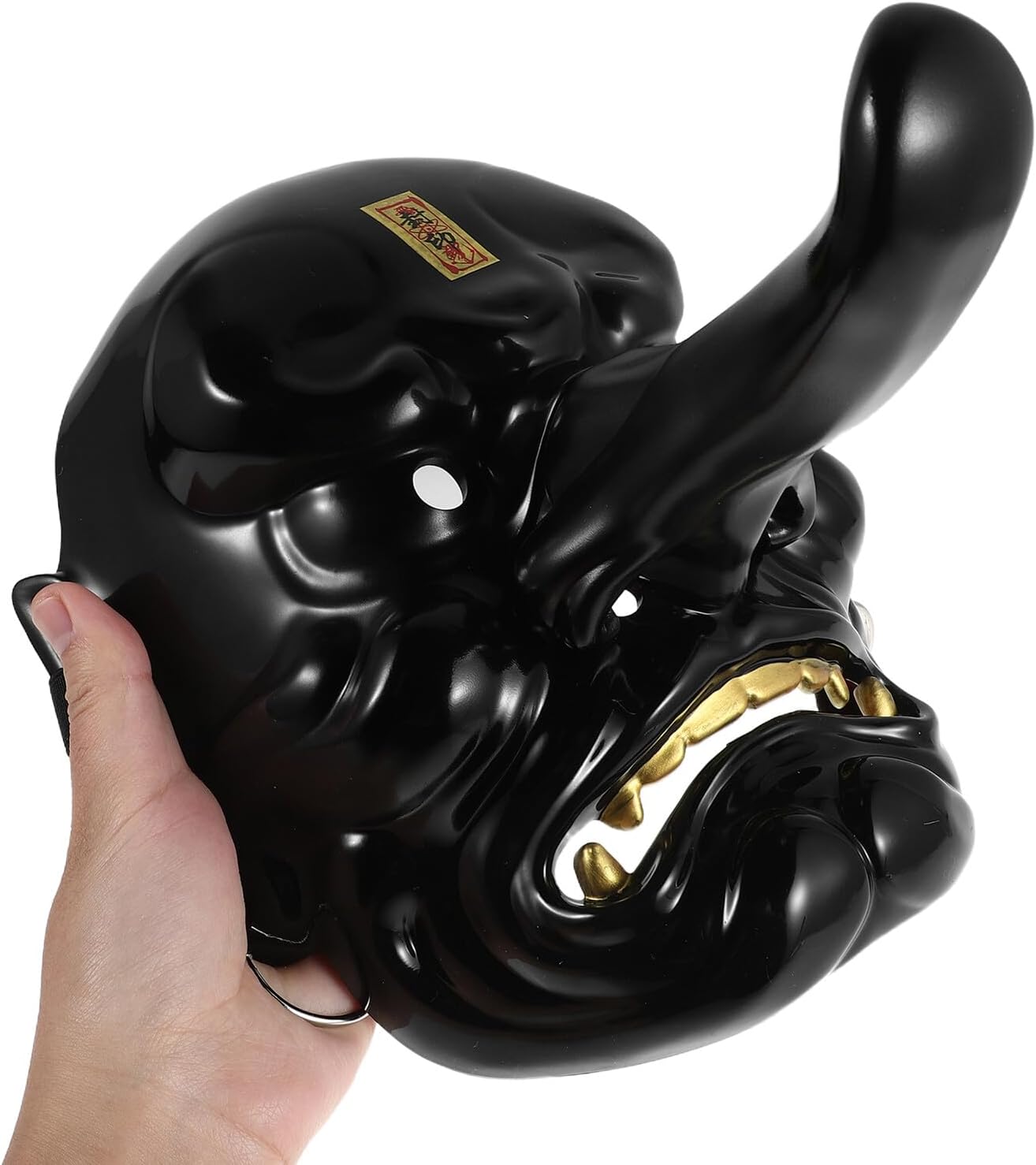 Garneck Authentic Japanese Tengu Mask Handcarved Kabuki Demon Face Cover for Cosplay Halloween Theater