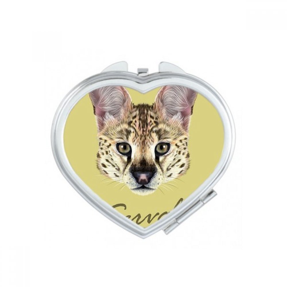 Miroir compact serval sauvage cœur d'animal portable accessoire beauté
