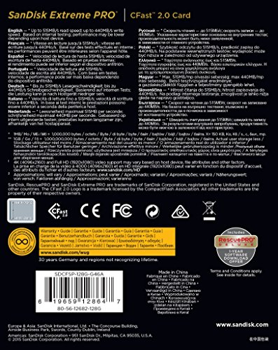 SanDisk Extreme PRO 128 GB CFast 2.0 Speicherkarte bis zu 515 MB/Sek – Bild 5