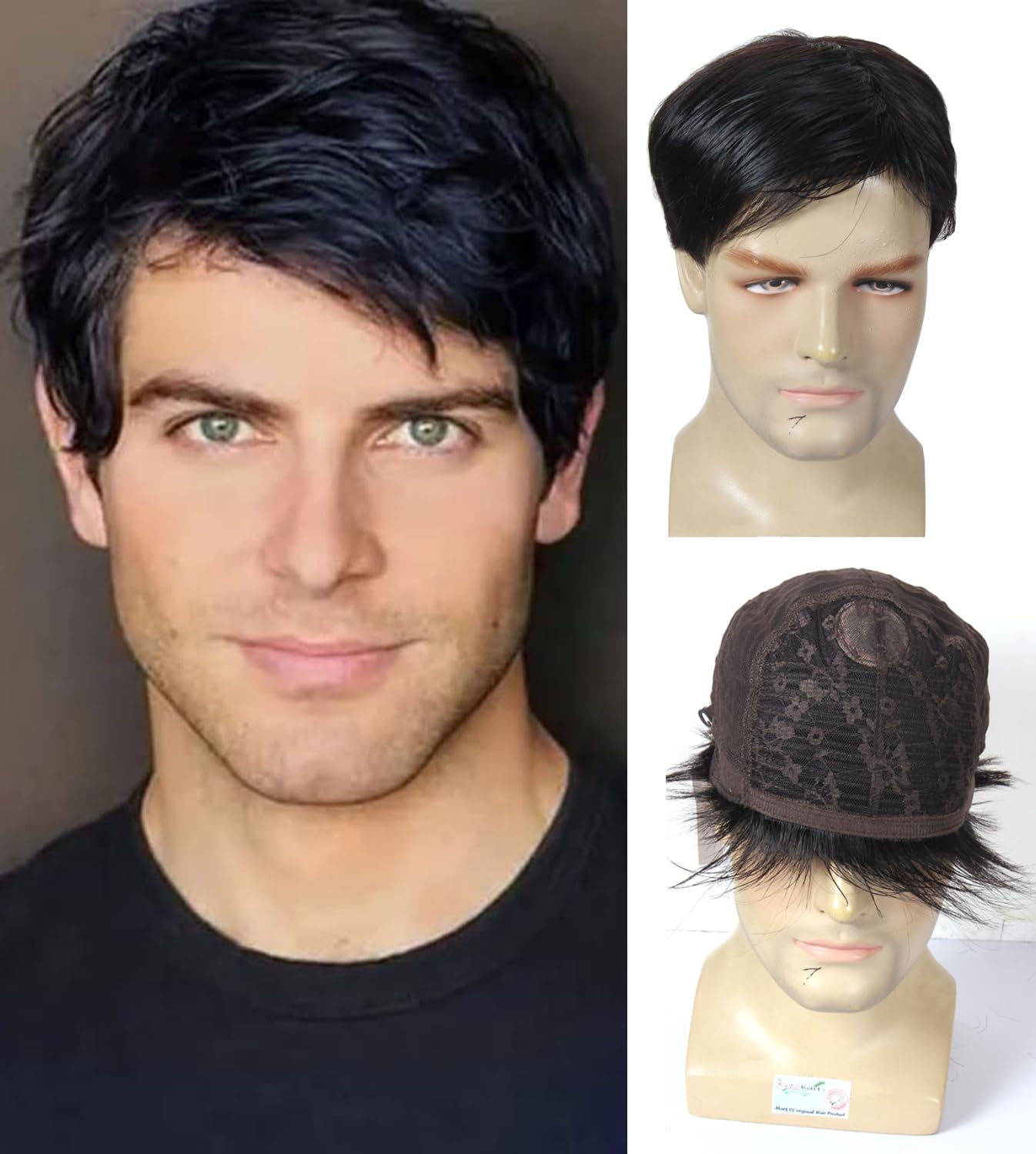 Men Full Head Wig 100% Human Hair Men wig Glue Less Adjustble clip Free Style Hair size elastic Long Life Cap Brand Ritzkart-image-35