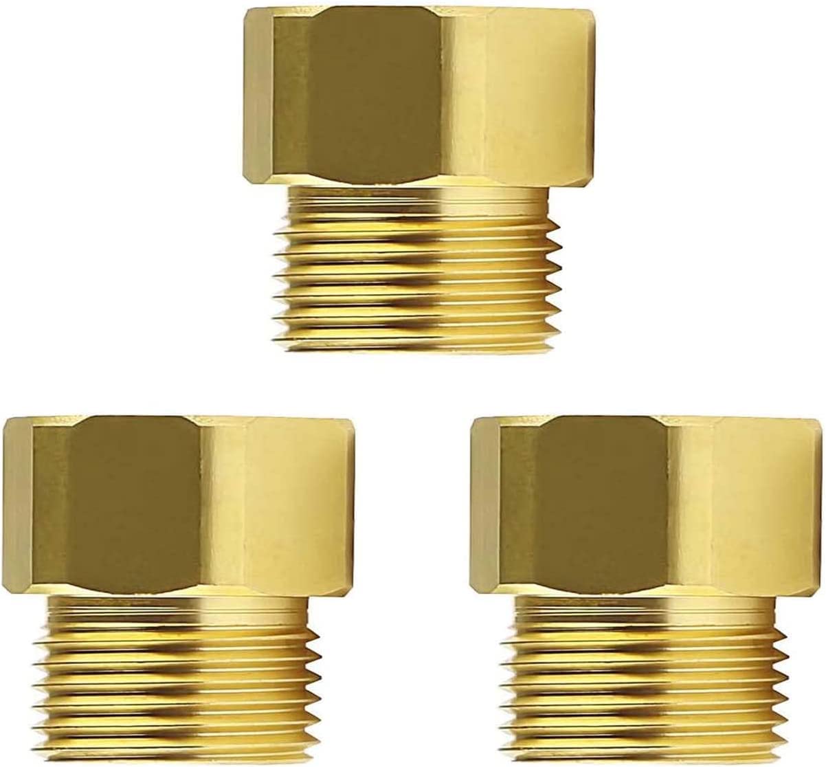 4PCS Brass Pipe Fitting, 1/2" Female NPT Thread X 1/2" Male NPT Thread Brass Hex Reducer Adapter 1200psi High Pressure
