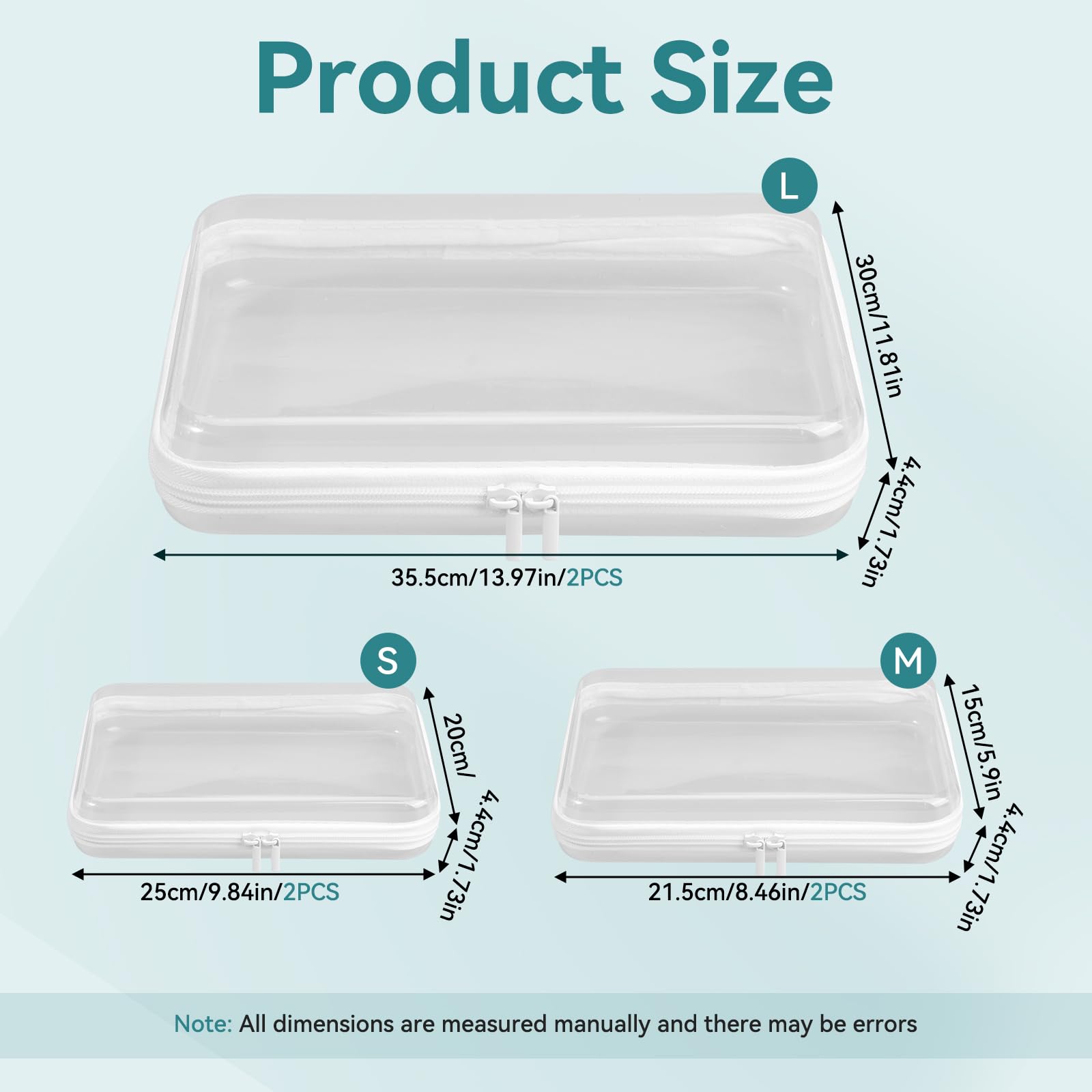 Fantasyon Lot de 6 étuis rigides transparents à fermeture éclair, organiseurs de maquillage et de toilette de voyage, sacs cosmétiques en plastique rigide pour le rangement, pochettes transparentes à
