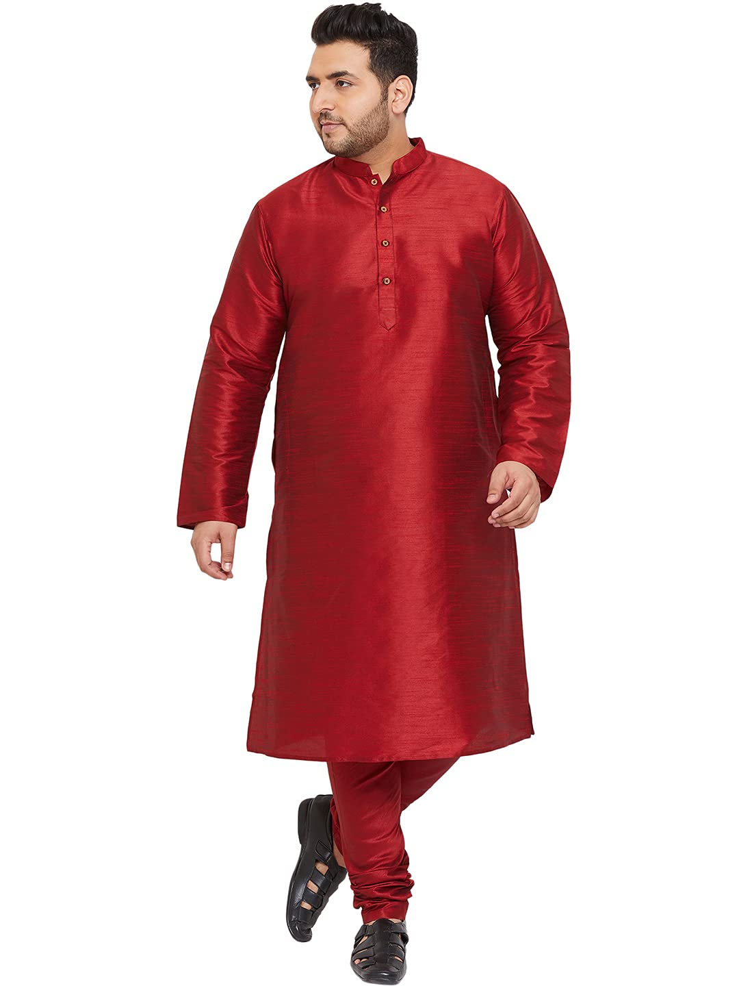 vastramay Plus Size Men's Silk Blend Kurta Set-New-picture-21