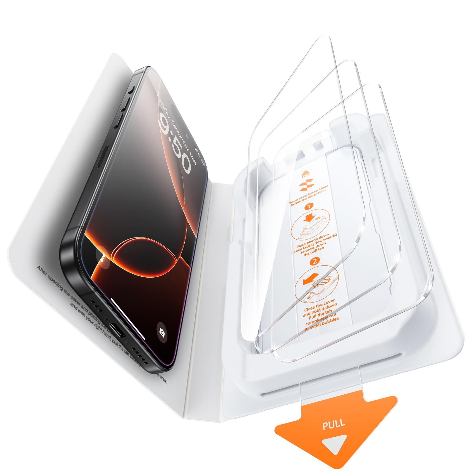 SMARTDEVIL Screen Protector for iPhone 16 Pro Max, Bubble-and-Dust-Free Box, HD Tempered Glass, Military Grade Shatterproof & Ultra Durable, Easy