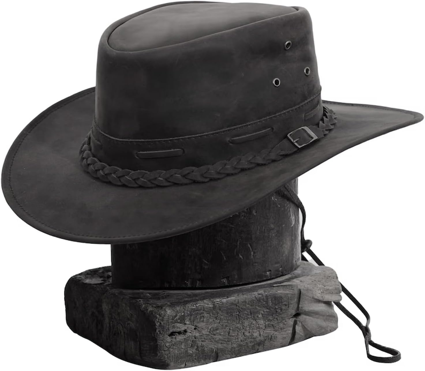 Unisex Rustic Leather Cowboy Hat with Unique Braided Band