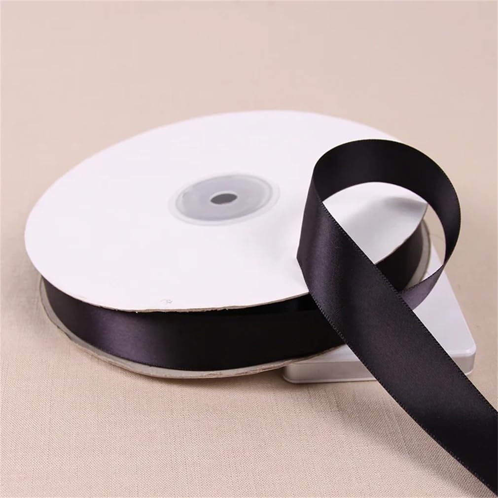 91 Meter/Rolle, schwarzes Seidensatinband für Hochzeit, Party, Dekoration, Weihnachten, Nähstoff, Basteln