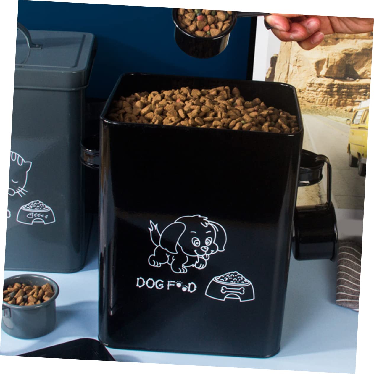 ORFOFE Contenedor para Almacenar Alimentos para Mascotas de 5l Diseño Hermético y Tapa, Cubo de Metal Galvanizado para Comida Canina en Casa