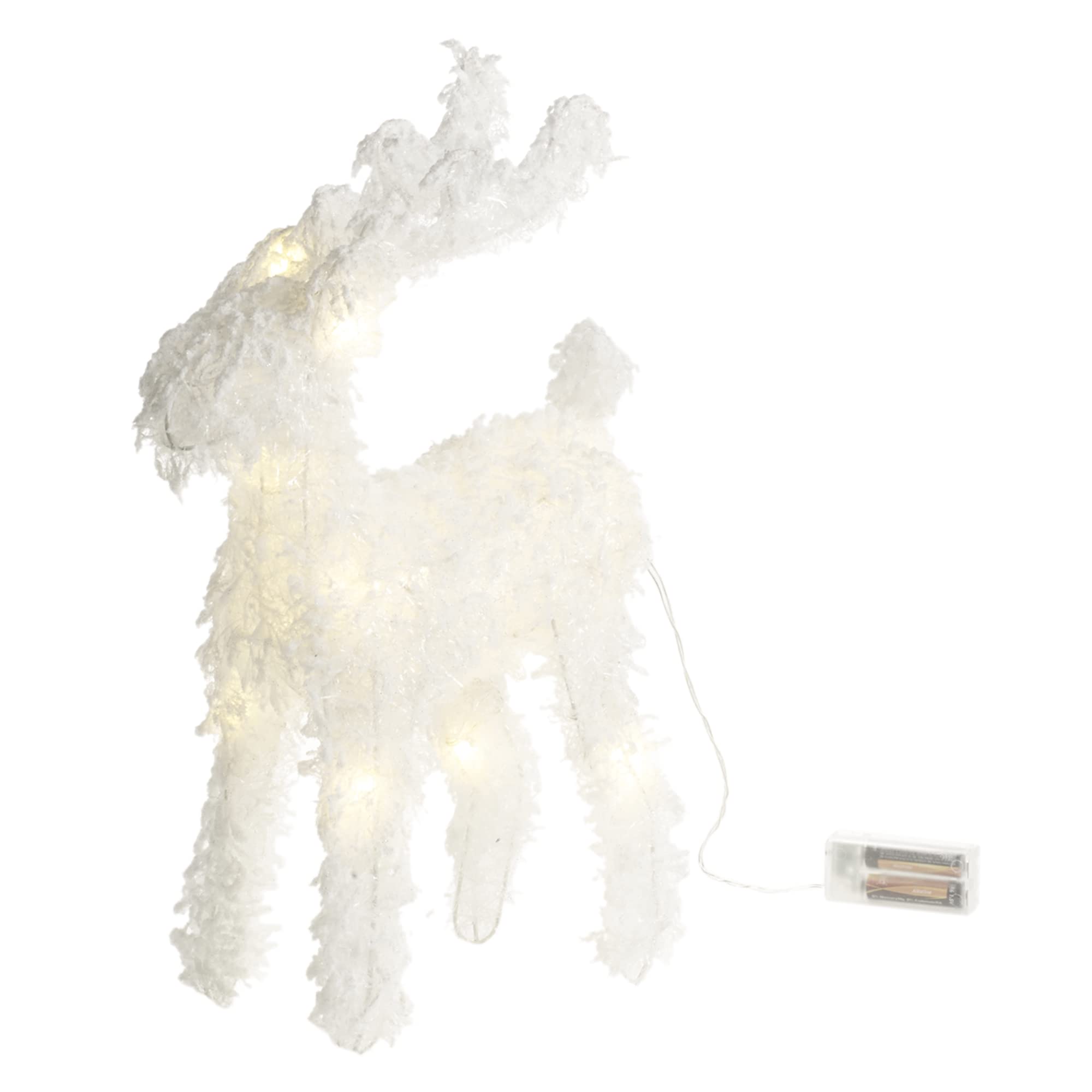 Urbnliving White Snow Light Up Led Reindeer Stags, 37Cm Illuminated Christmas Decoration Ornament Figurines, Battery Powered 3Xaa Christmas Display Decor (White Snow)