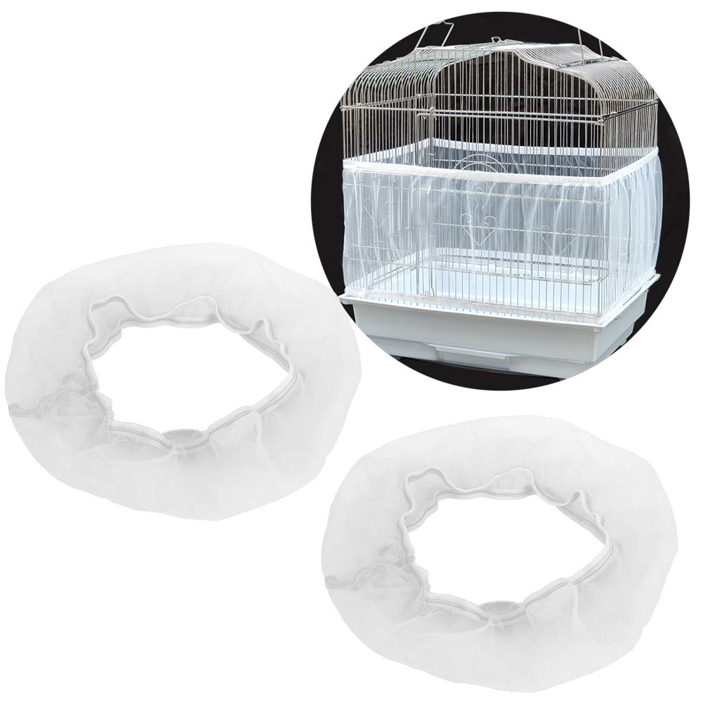 2PCS Bird Cage Cover, Adjustable Bird Cage Seed Catcher, Soft Airy Cage Net Birdcage Mesh Cover, Universal Parrots Cage Accessories (29x20cm/11.4x7.9in)
