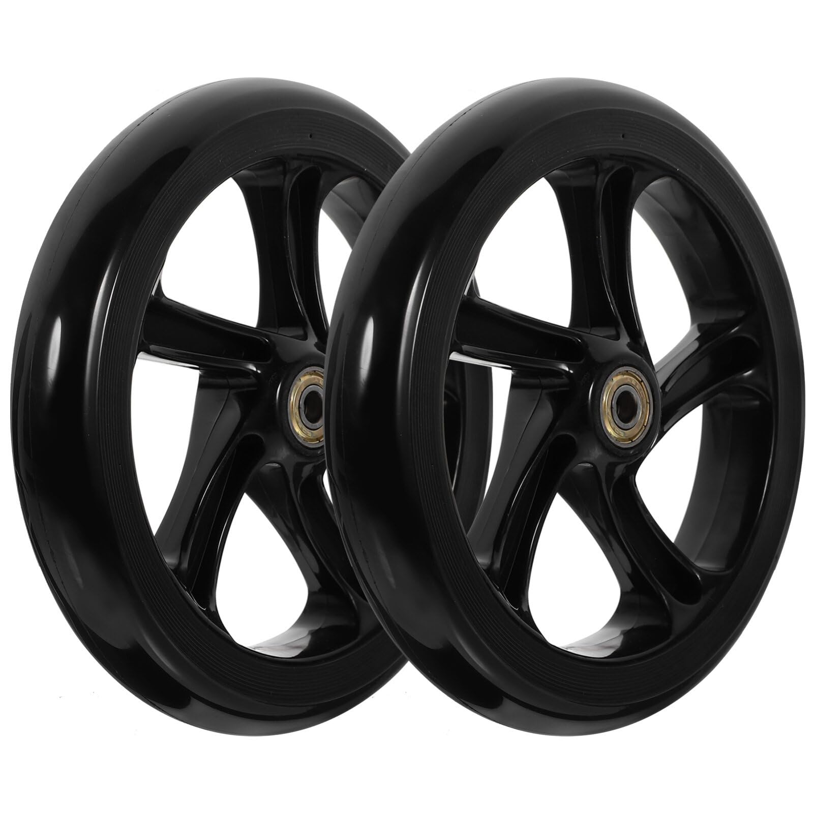 Healvian 2pcs Non-skid Scooter Wheels, Anti-wear PU Wheels, 175mm, Black