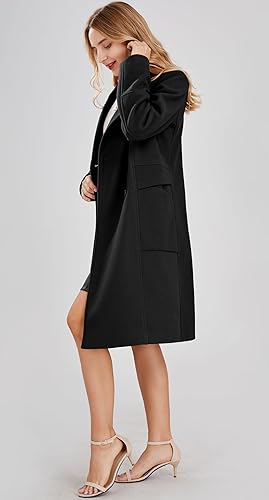 Miniatura 3 de Chouyatou - Abrigo básico de mezcla de lana, cruzado y de largo medio para mujer