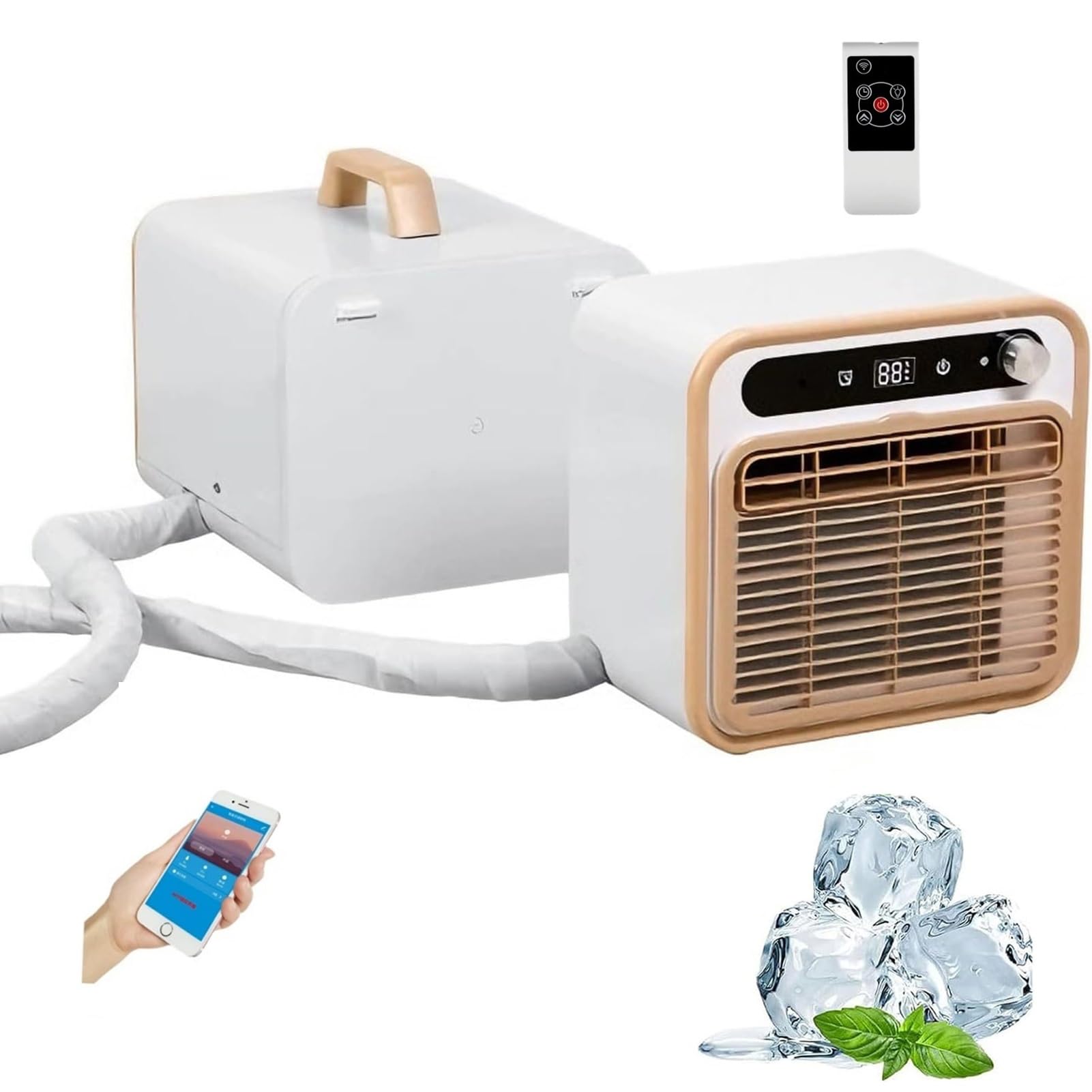 Split Portable Air Conditioner, 5000 BTU Quiet Camping AC Unit With Remote Control, 12H Timer, 130m²/h Airflow, Lightweight No Hose Air Cooler, 1.5-meter Connecting Pipe