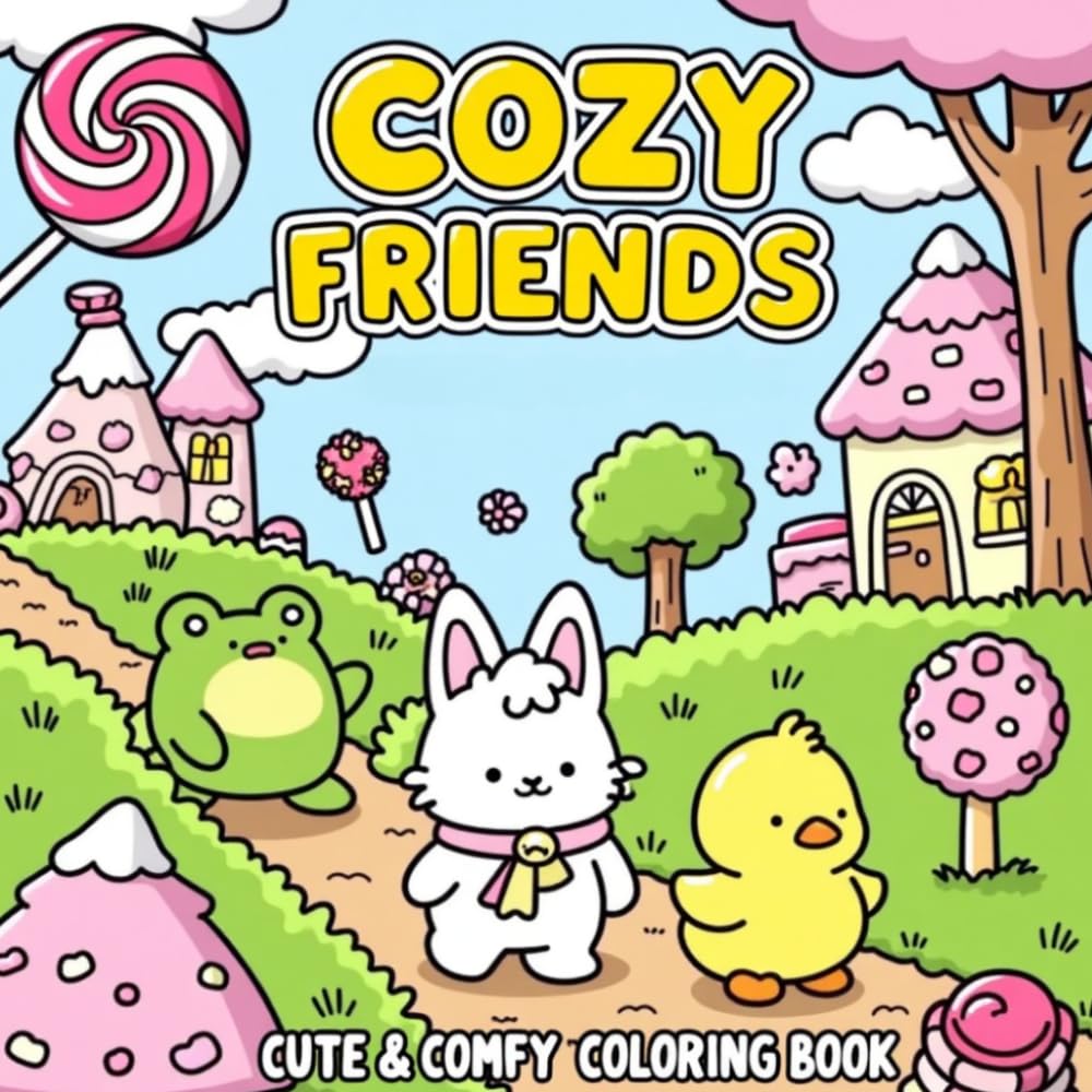 Cozy Friends: A Bold and Easy Coloring Book for Adults and Kids: Cute & Comfy Simple Designs for Stress Relief and Relaxation