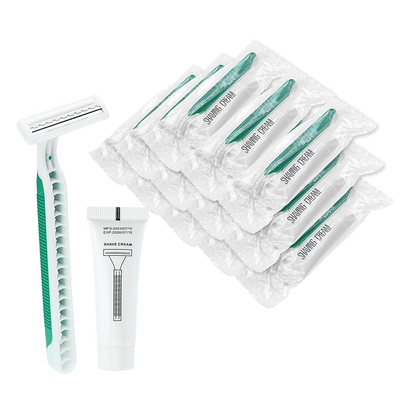 Aparelho de barbear descartável Xuezoioy com lâmina dupla, verde e branco, pacote com 30