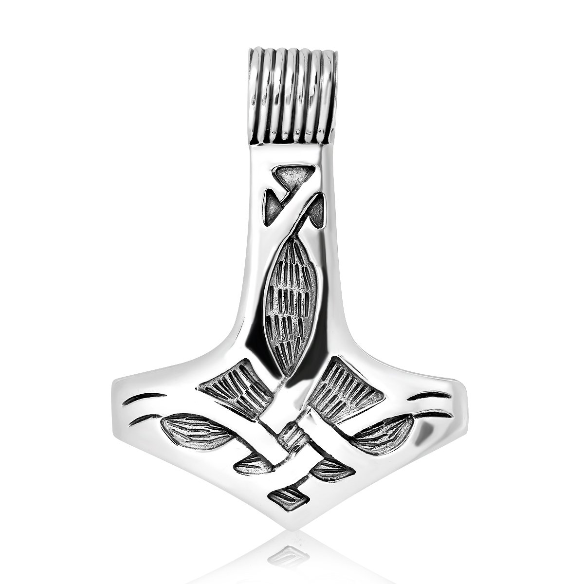 WithLoveSilver Sterling Silver 925 Thor's Hammer Mjolnir Pendant - Ram Viking Amulet, Norse Jewelry