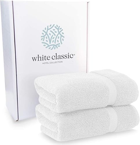 Miniatura 7 de Toallas de baño de lujo blancas grandes algodón egipcio Circlet altamente absorbentes colección de hotel spa toalla de baño  30 x 56 pulgadas  Juego