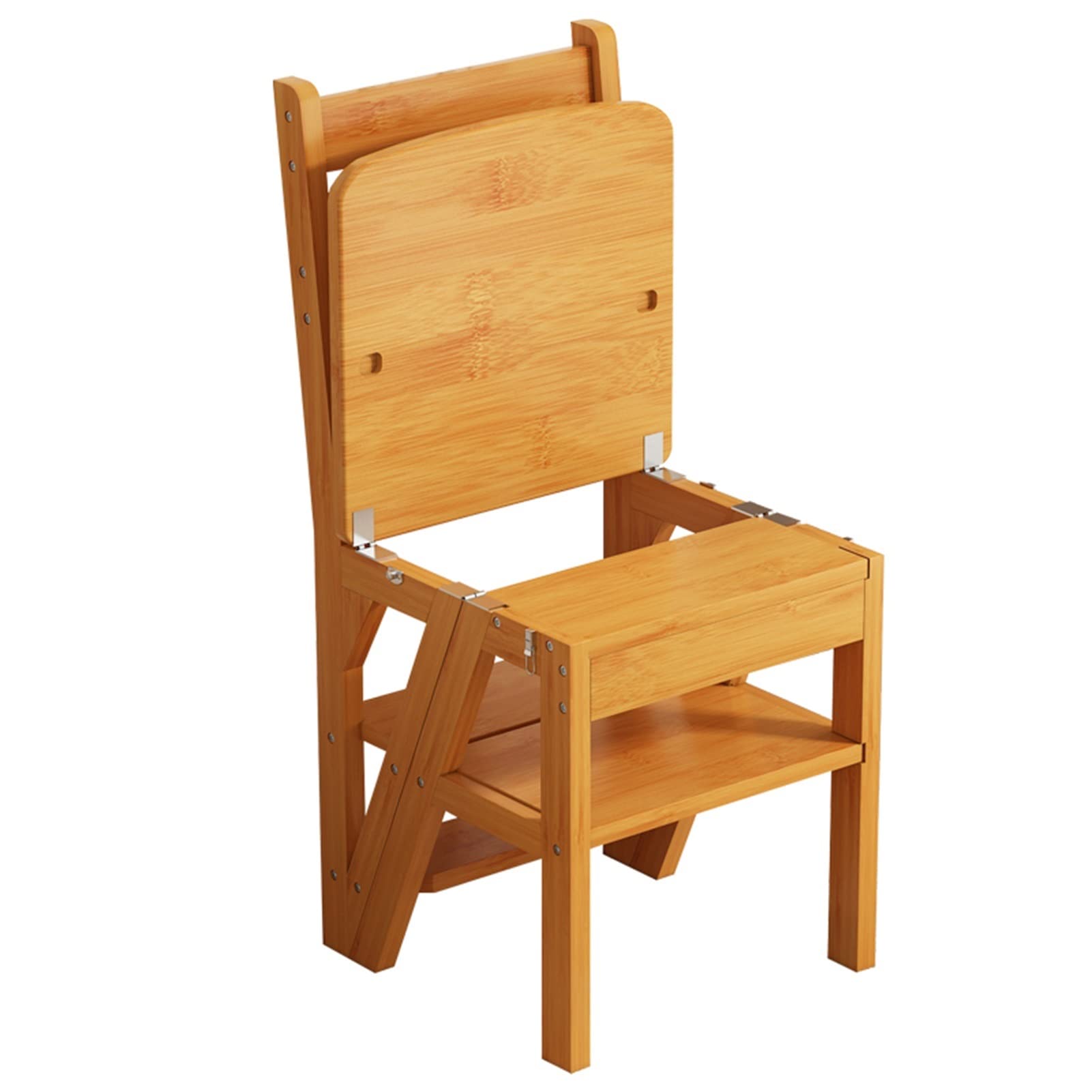 Escabeau pliable 4 niveaux en bois pour adulte et étagère de présentation