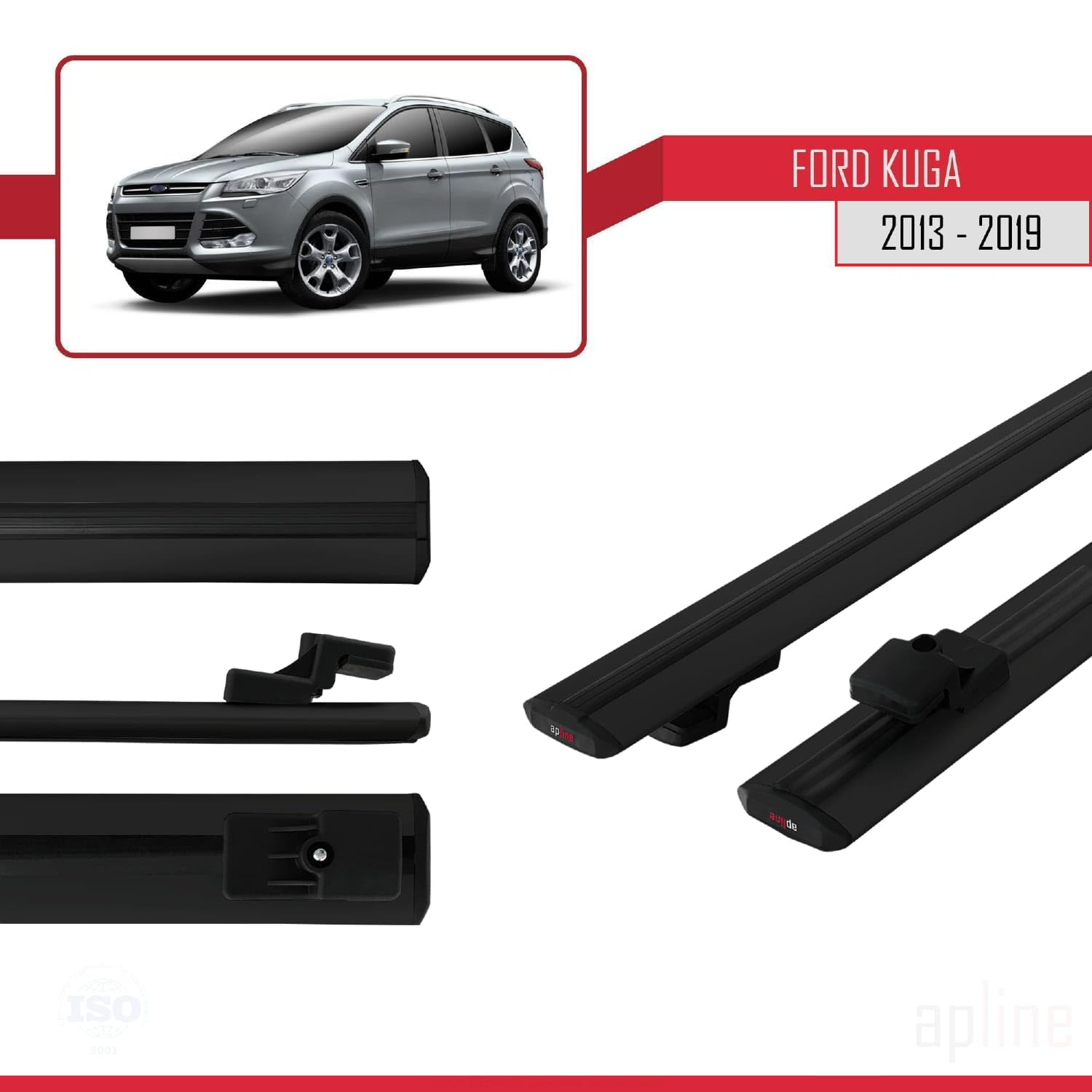 Barres De Toit Apline Pour Ford Kuga 2 (2013-2019) - Gris Aluminium 75kg