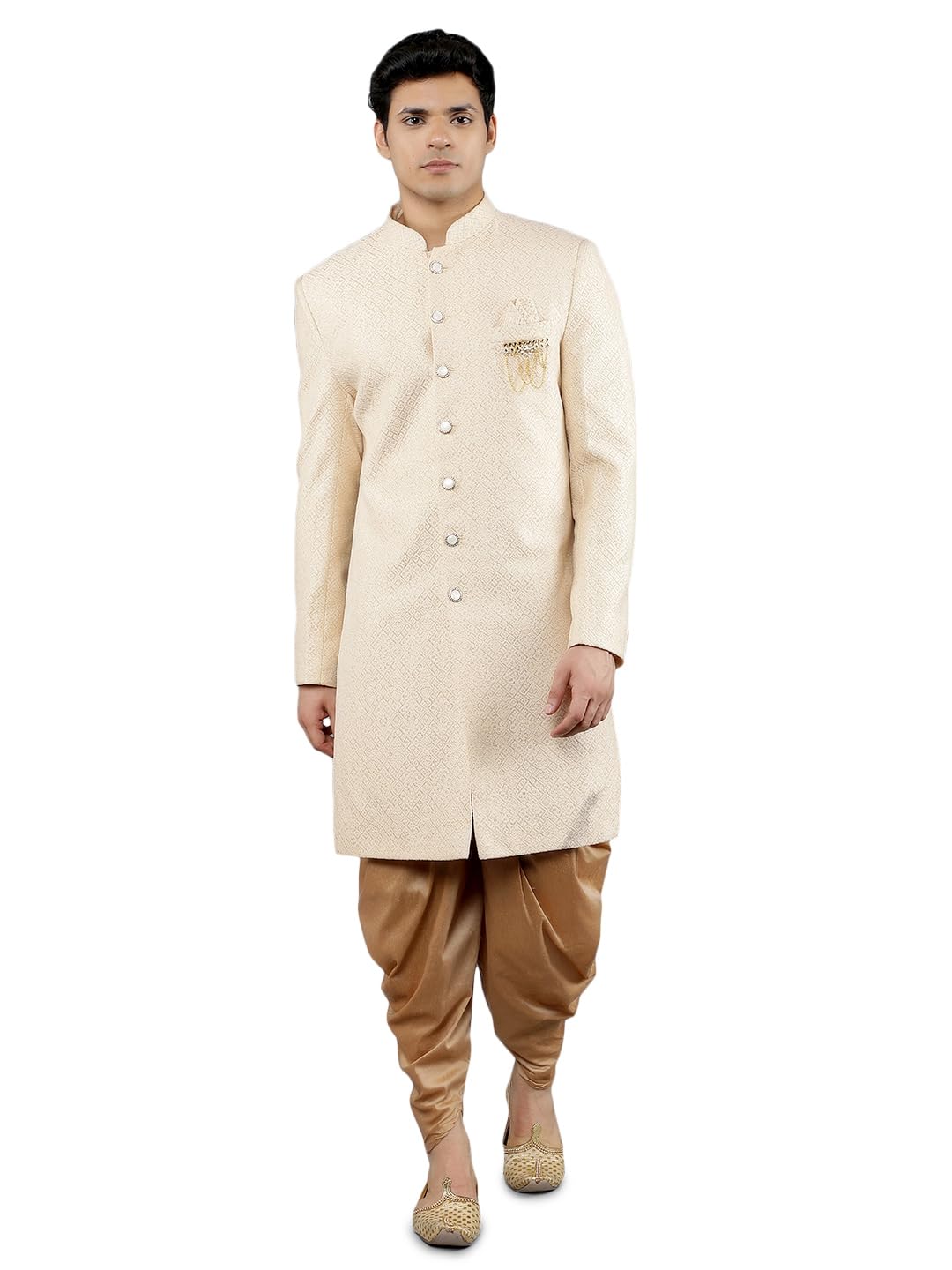 Men's Geomatric Embroidery Indowestern Sherwani Set-image-26