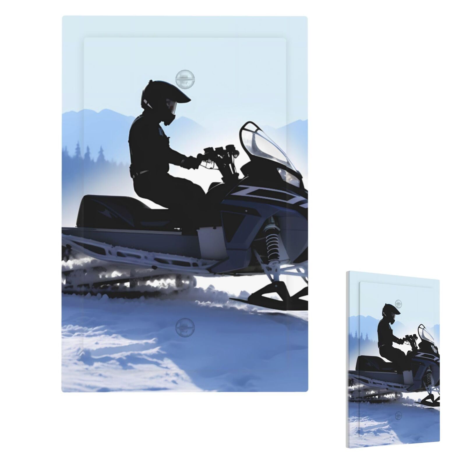 Fekiloot Single Blank Snowmobile Wall Plate Cover Modern Decorative 1 Gang Light Switch Cover Unbreakable Receptacle Outlet Covers For Living Room Bedroom Home Decor