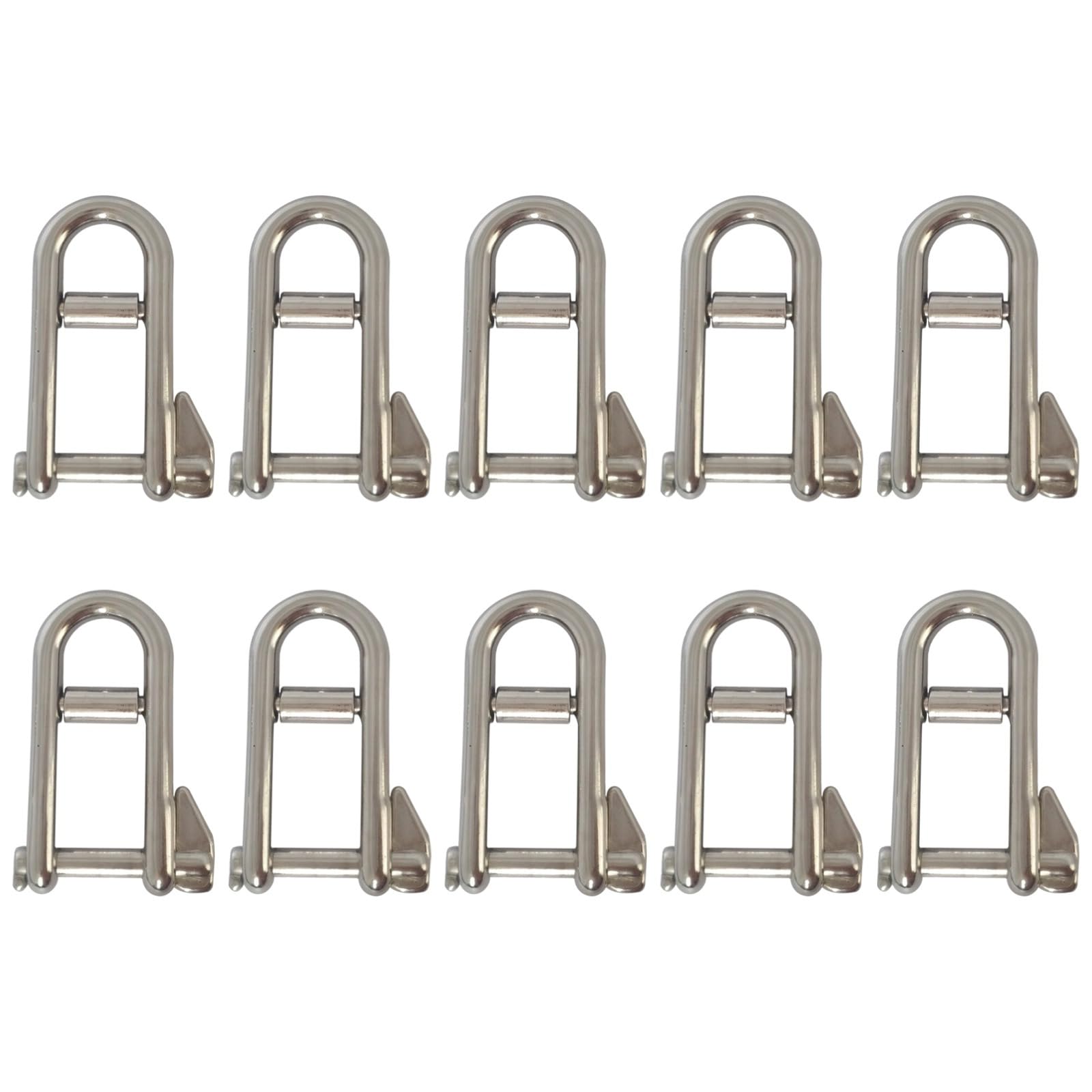 Grillete en D de acero inoxidable de 10 piezas (0.3 pulgadas), grado marino Aisi316