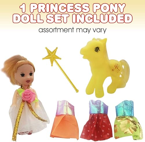 Miniatura 2 de ArtCreativity Juego de muñeca de princesa Pony para niñas, bonito juego con muñeca, caballo, 4 vestidos y varita mágica, juguetes duraderos de