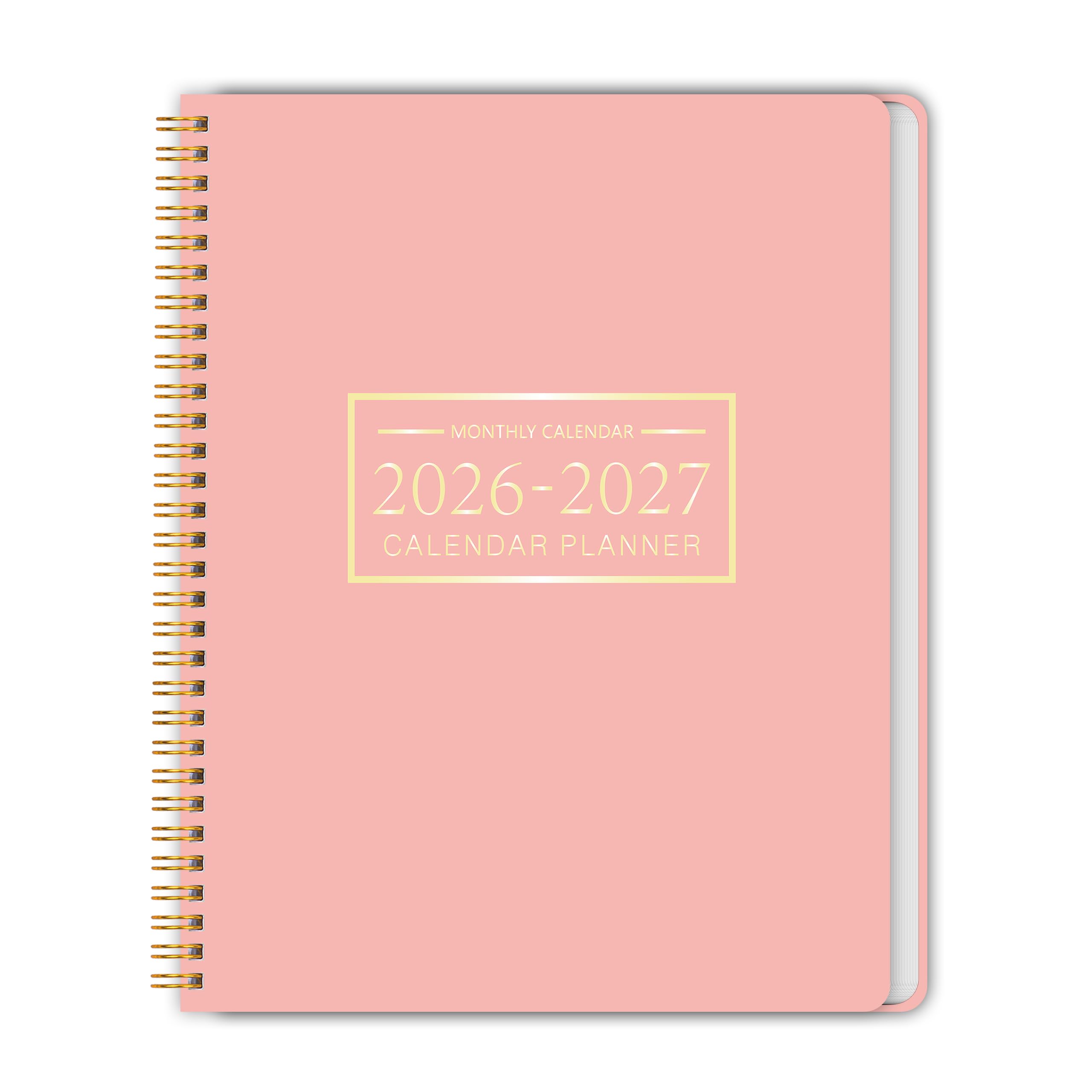 Monthly Planner Jan 2026 - Dec 2027, Monthly Planner for 24 Monthes, 9ร11 Inch, Teacher Planner Monthlys, Hard PVC Cover, Spiral Bound, Time Management Calendar, Perfect for School & Office (Pink)