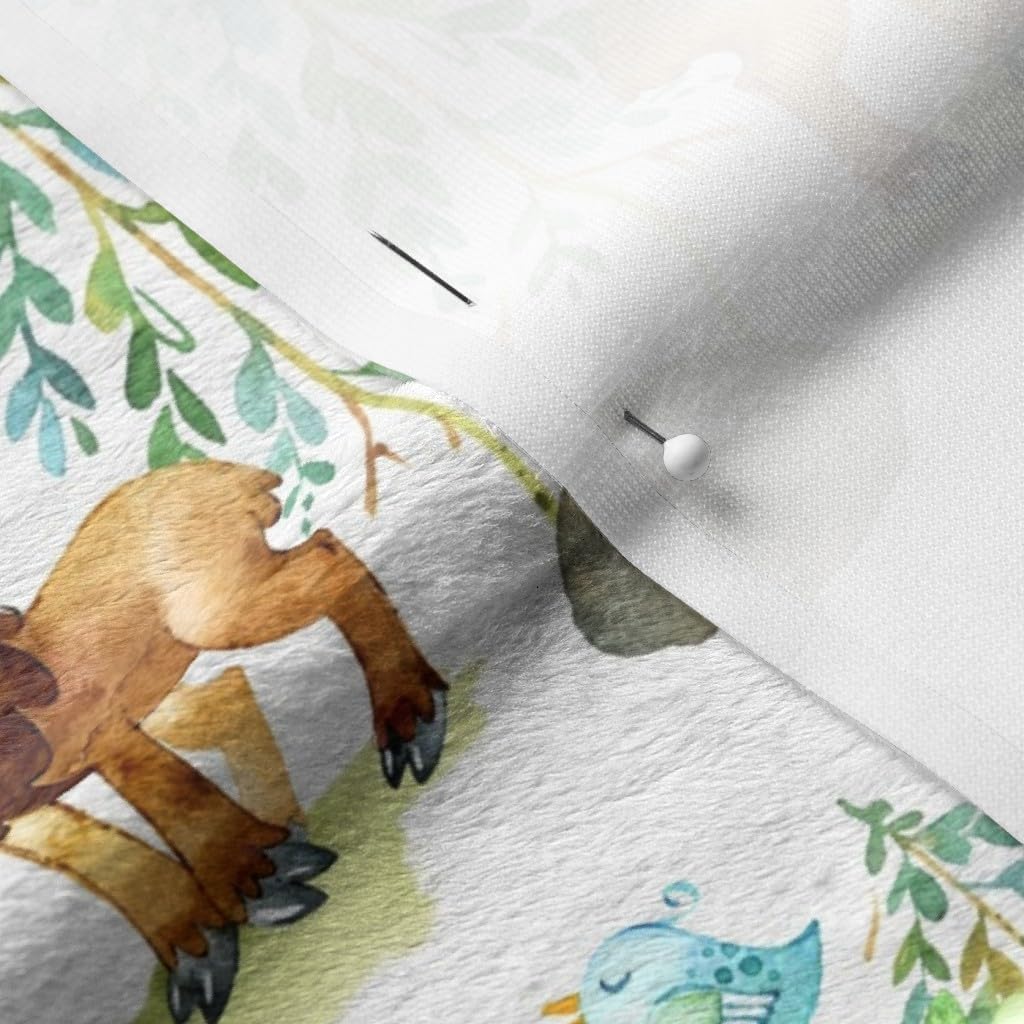 Spoonflower Fabric - Woodland Animals Nursery Baby Boy Forest Printed on Minky Fabric by The Yard - Sewing Baby Blankets Quilt Backing Plush