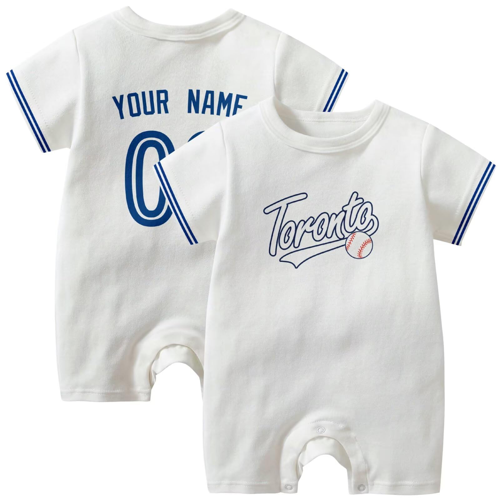 KREDE Baby Clothes Unisex White Bodysuit Rompers Custom Name Number for Baby Boys