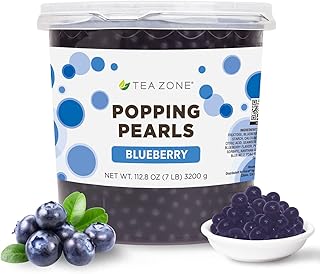 Tea Zone [7 Pounds] Blueberry Popping Pearls for Boba Tea Beverages, Sweets, Ice Cream Topping | B2056