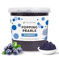 Vista 1 de Tea Zone Popping Pearls. Popping Boba, perlas negras con jugos saborizados, frasco de 7 Lb