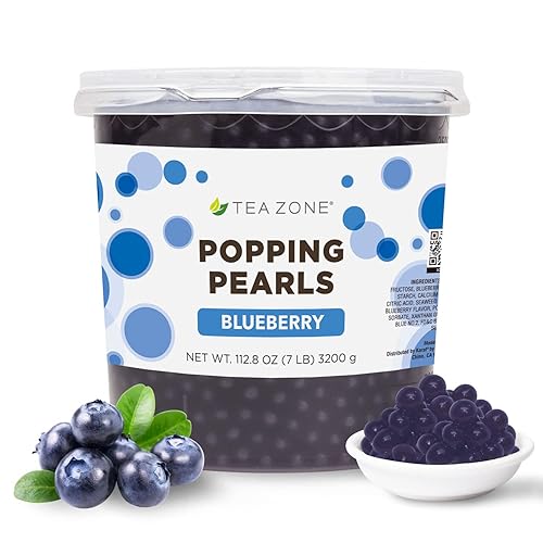 Tea Zone Popping Pearls Popping Boba perlas negras con jugos saborizados frasco de 7Lb